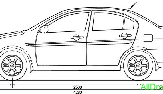 Hyundai Accent 5door (2007) (Hyundai Accent 5dverny (2007)) - drawings of the car